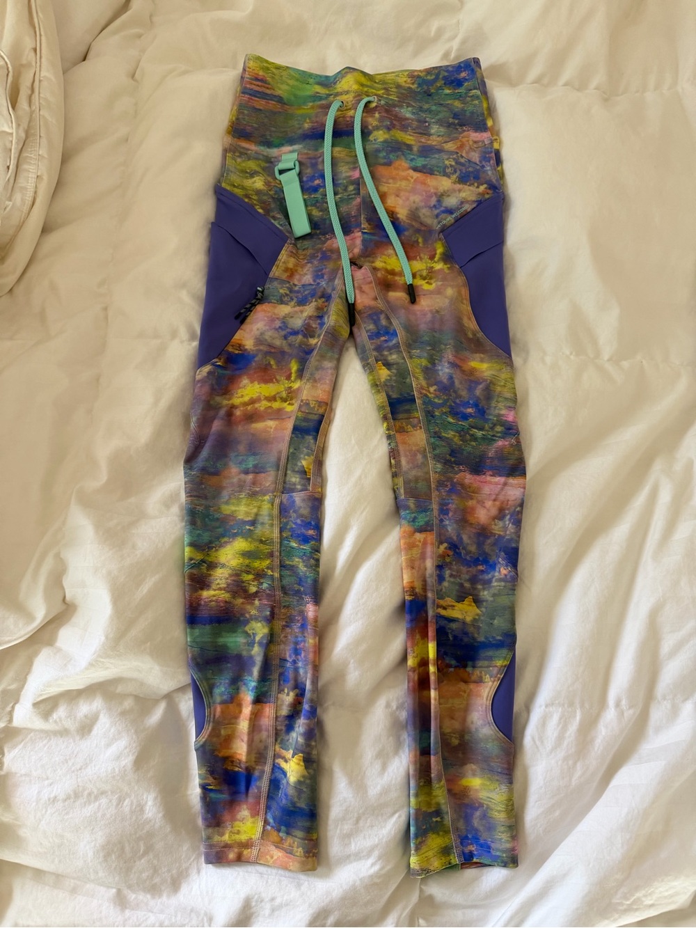 Lululemon Multicolor Active Leggings with Purple Panels